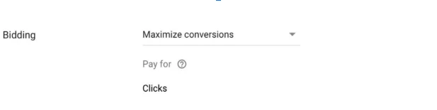screenshot showing the maximize conversions bidding strategy