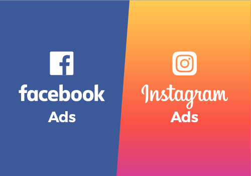 image showing fb ads logo on one side and ig ads logo on the other side