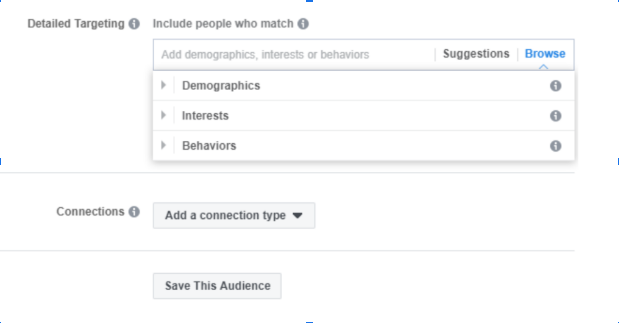 image showing the demographic targeting stage in the fb ad creation process in fb ad manager